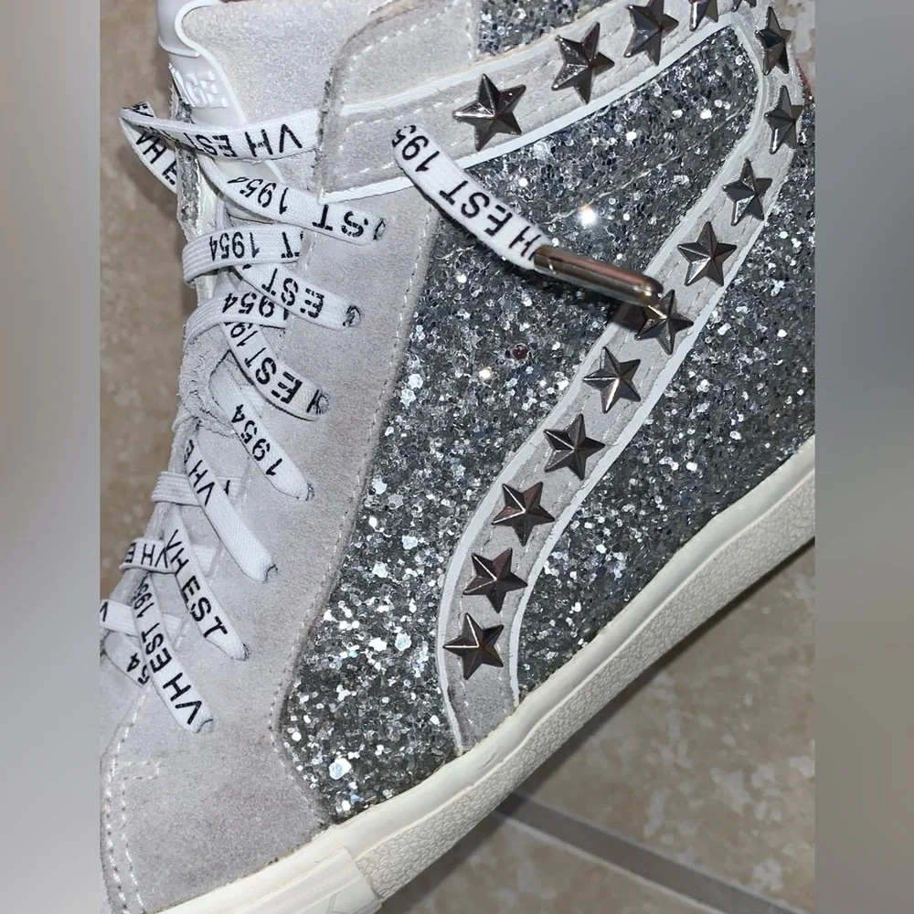 Vintage Havana Edith hi top silver glitter sneakers women’s shoes size 8 - Picture 3 of 13